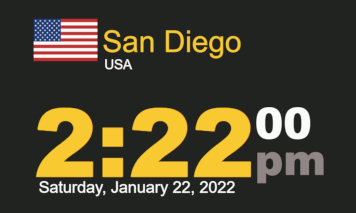 Timestamp Worldclock Saturday 22 January 2022 at 2:22 pm San Diego time