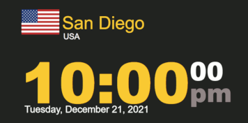 Timestamp Worldclock Tuesday 21 December 2021 at 10:00 pm San Diego time