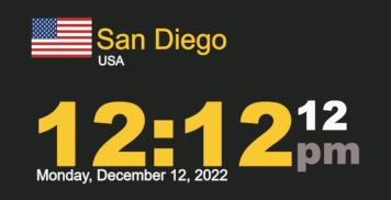 Timestamp Worldclock Monday 12 December 2022 at 12:12 pm San Diego time