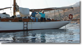 The Schooner Escape anchored at Catalina Island